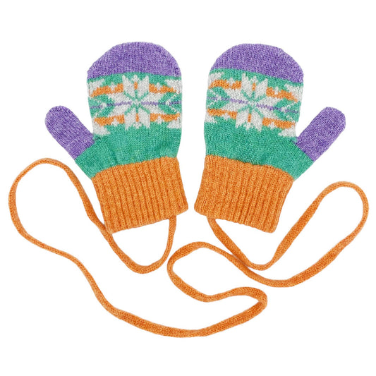 Kids' Patterned Lambswool Mittens: Fair isle - mint