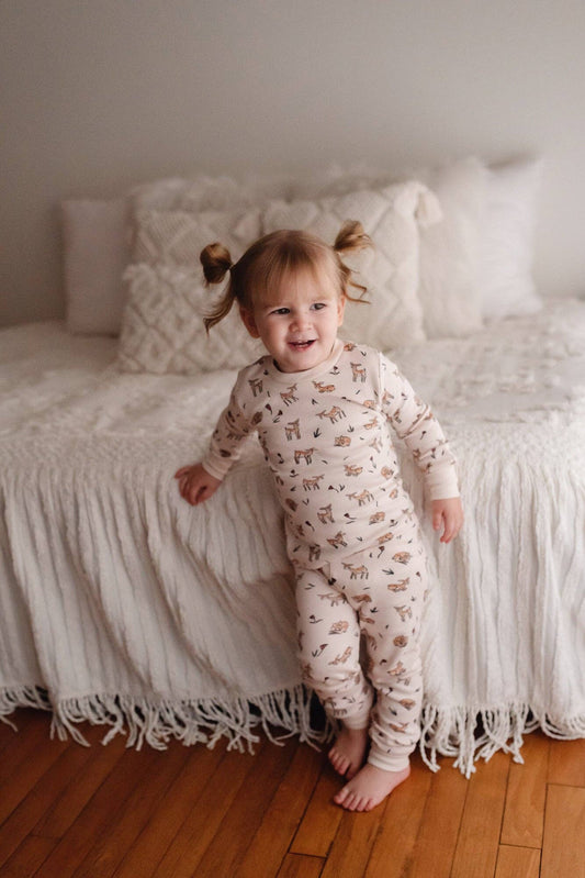 Kids' Organic L/Sleeve PJ Set in Doe-a-Deer