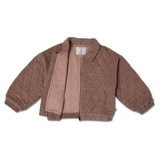 Organic Quilted Bomber Corduroy Jacket - Taupe