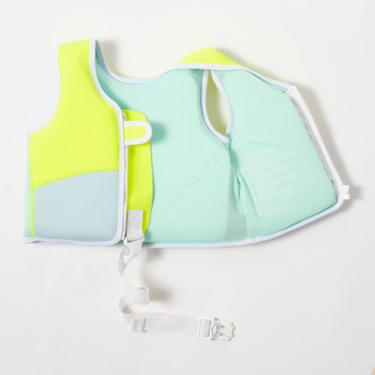 Salty the Shark Swim Vest 3-6 Aqua Neon Yellow