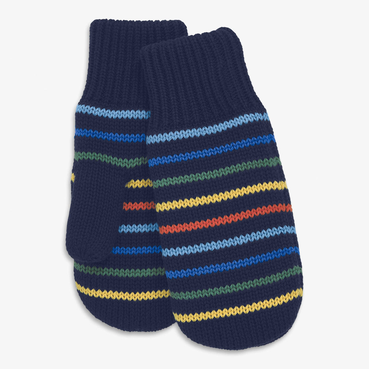 Kids knit mittens in multi-stripe