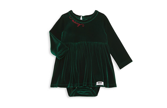 Christmas 2025 Holiday Bubble Romper in Emerald Velvet