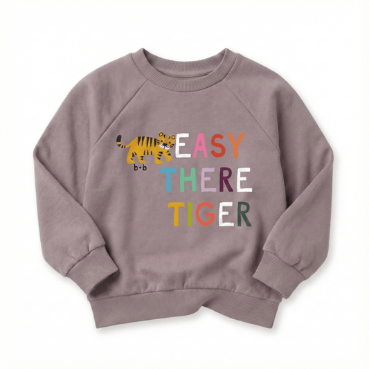Organic Cotton Sweatshirt - Easy There Tiger: Cream / 18-24m