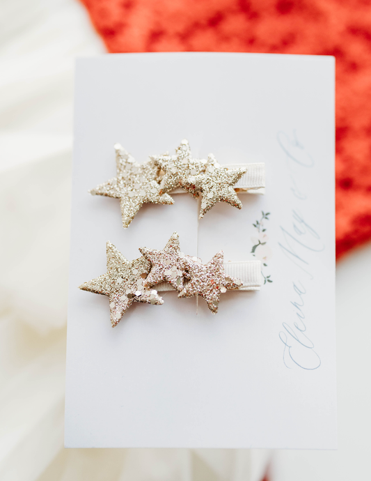 Glitter Star Clip SET - Gold