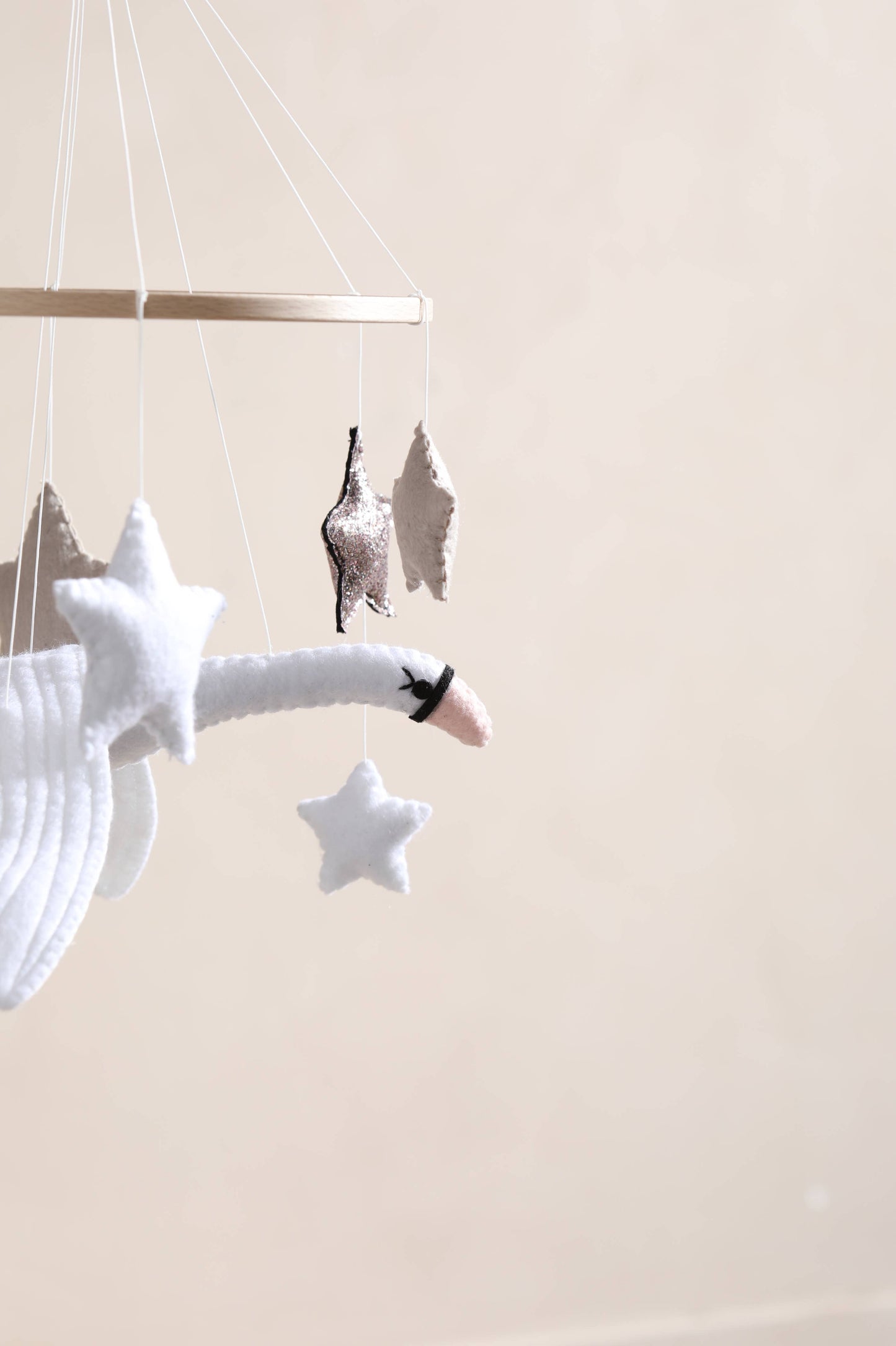 SWAN baby mobile, bird, gift, girl, hanging, neutral
