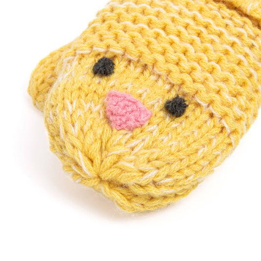 Baby Chick Knit Mittens for Kids up to Age 6 - Yellow