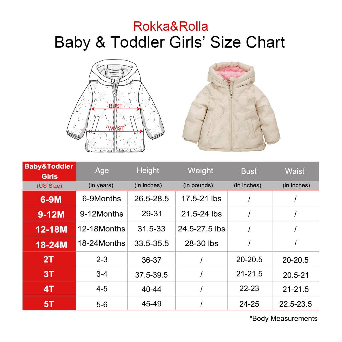 Baby Girls' Water-Resistant Fleece Lined Heart Puffer Jacket for Newborn Infant Toddler (6-24M, 2T-5T)