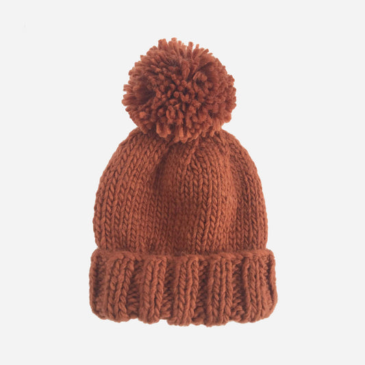 Classic Pom Hat, Cinnamon | Baby Beanie | Kids Clothing