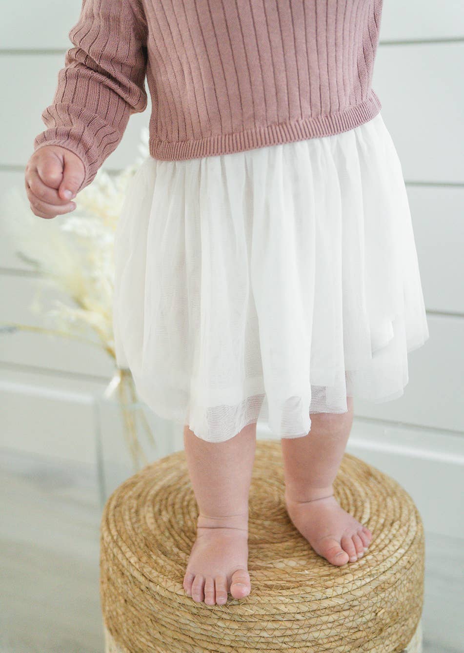 Ruffle Neck Sweater Knit Top & Tutu Baby Dress (Organic)
