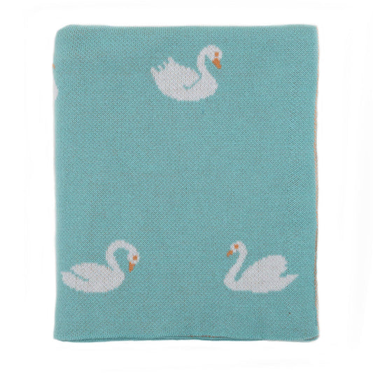 Swan Cotton Knit Baby Blanket