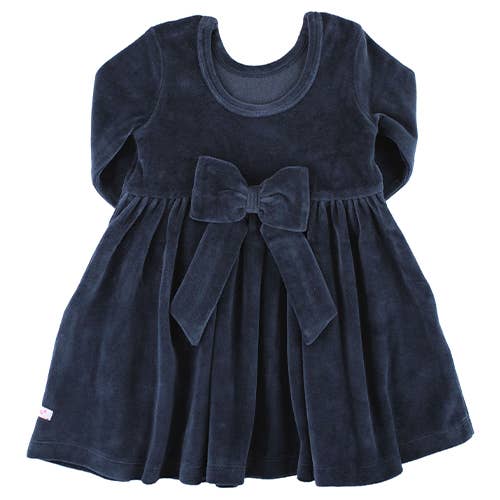 Velour 3/4 Sleeve Twirl Dress | Navy