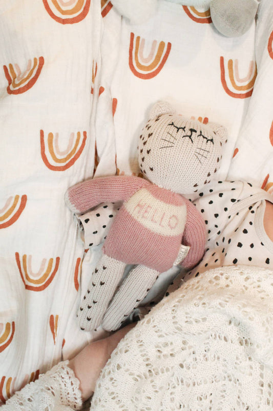 Handmade cheetah cuddle toy