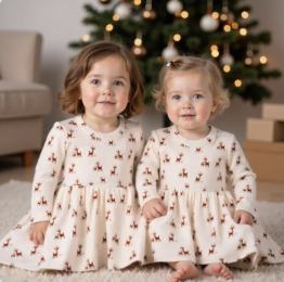 Long sleeve twirl dress | deer to my heart