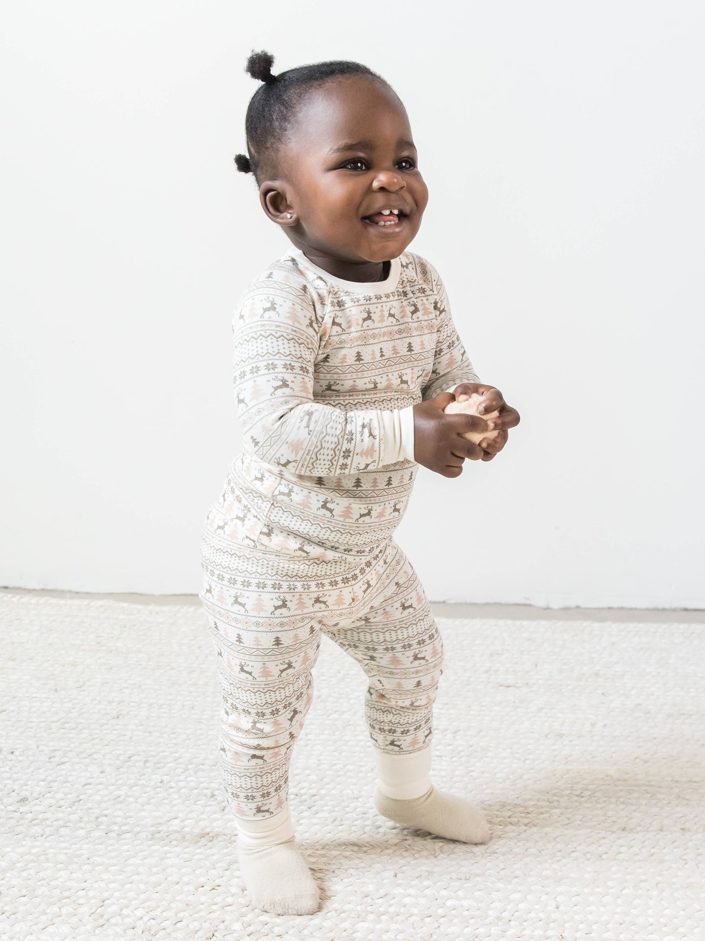 Organic Baby Long Sleeve Jammies - Fairisle / Fawn
