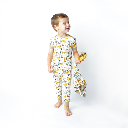 Jungle Friends Animals Bamboo Kids Pajamas Toddler Sleep Set