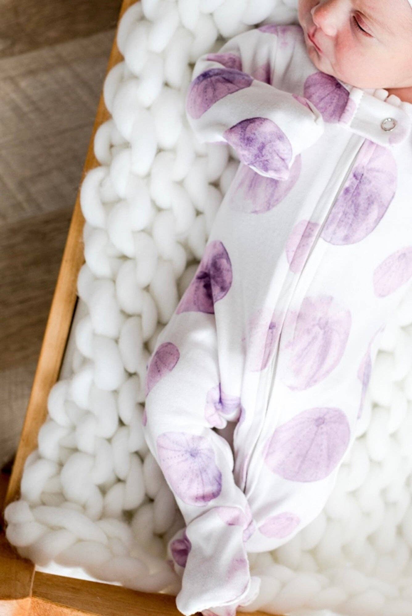 Organic 2-Way Zipper Footie in Sea Urchin