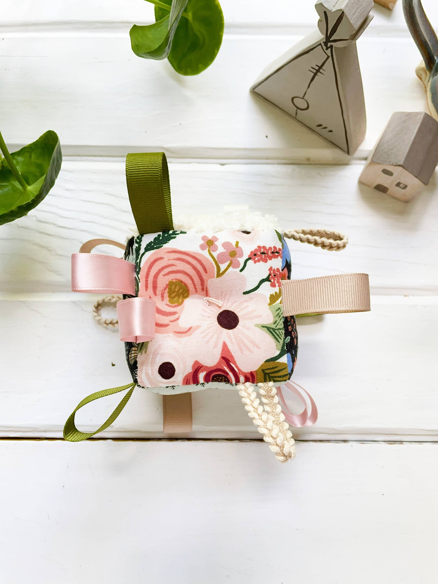 RIfle Paper Co. Floral Baby Block, Blush Pink Tag Toy