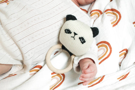 Handmade Panda rattle ring