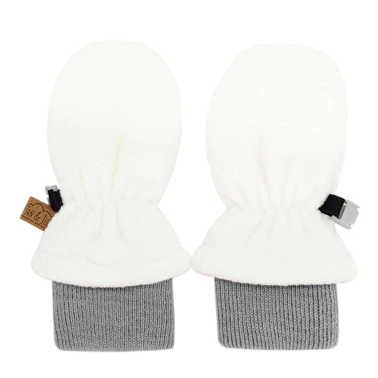 Cream and Stormy Blue | Fleece Mittens