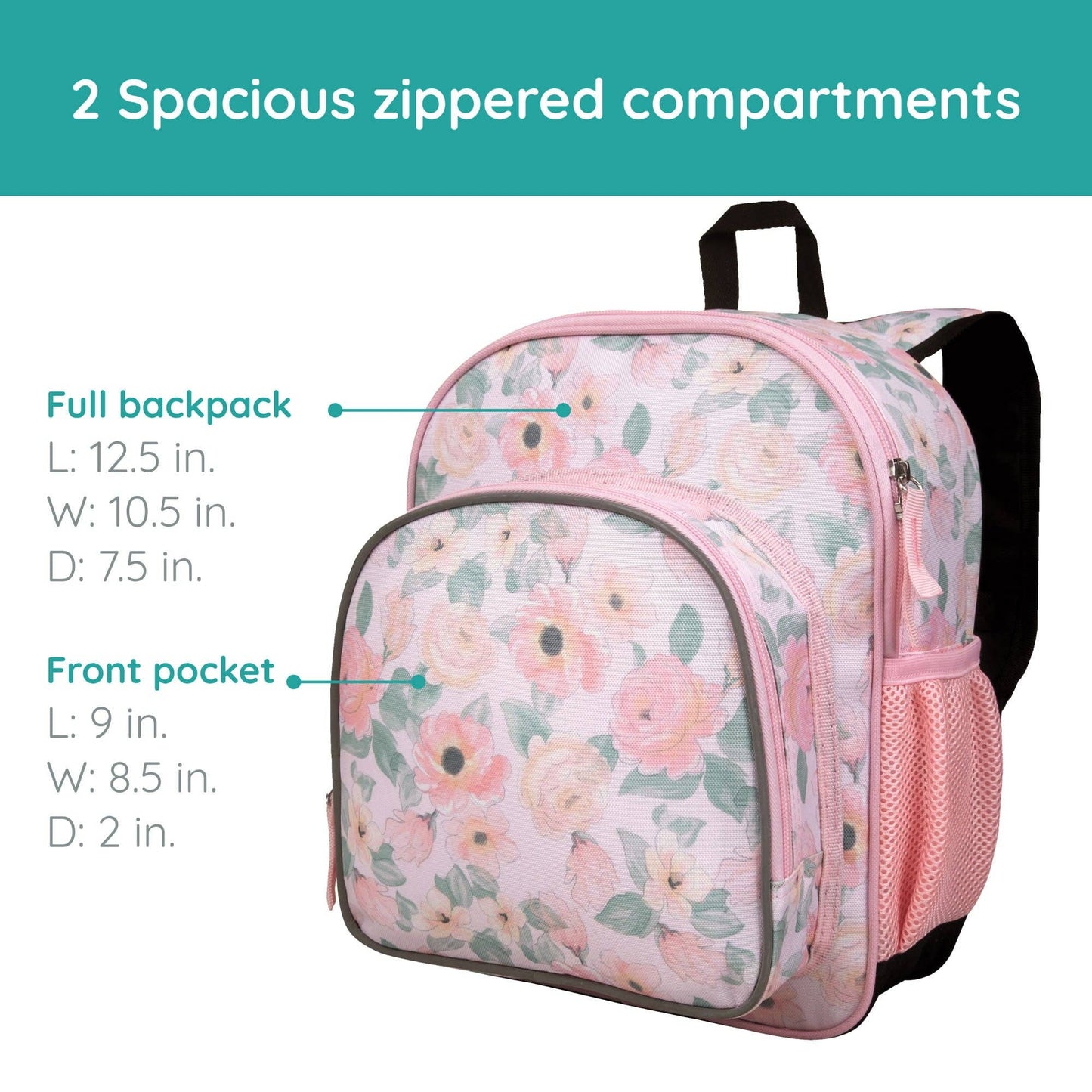Floral Watercolor 15 Inch Backpack