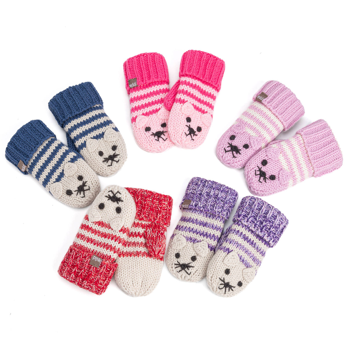 Knit Cat Mittens - Toddler/ Little Kids/ Big Kid - Red