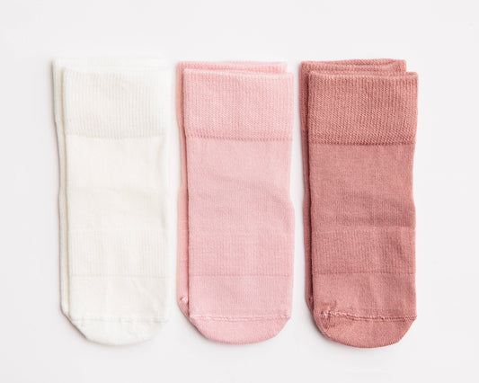 Claire - Non-Slip Baby Socks in Ivory, Peony, Desert Rose