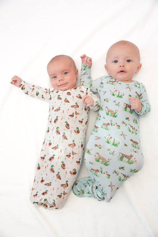 Delta Bird Hunting Dogs- Knotted Infant Gown