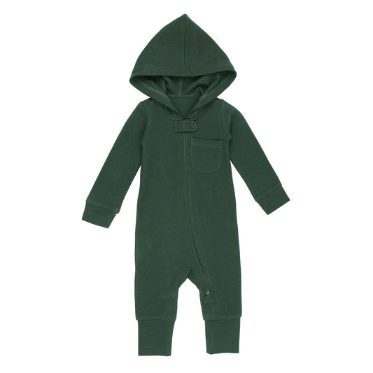 Organic Thermal 2-Way Zipper Romper in Evergreen