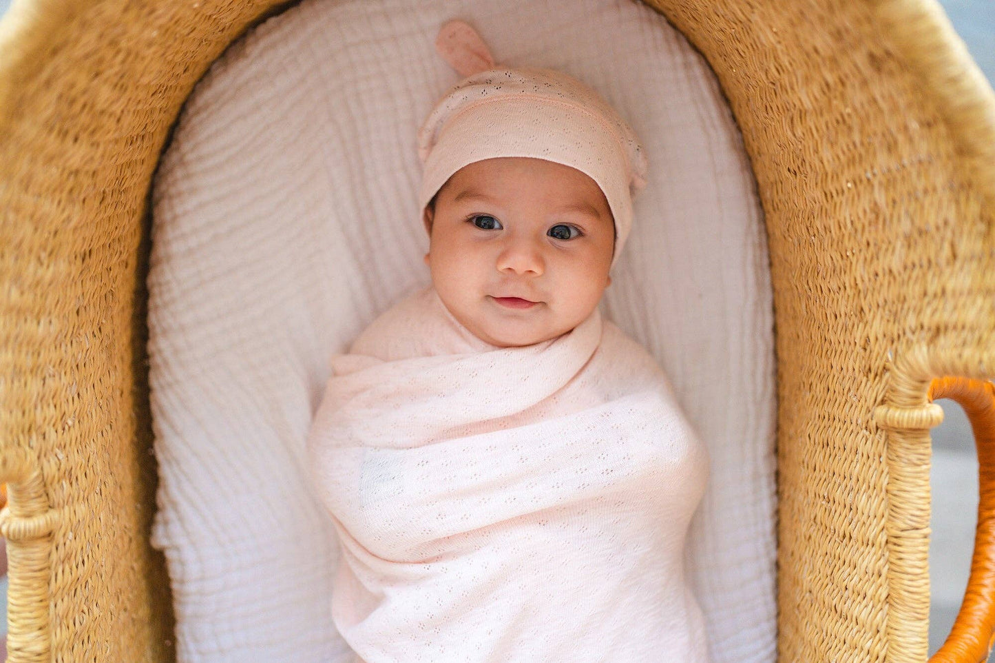 Pointelle Organic Knotted Hat in Cotton Candy