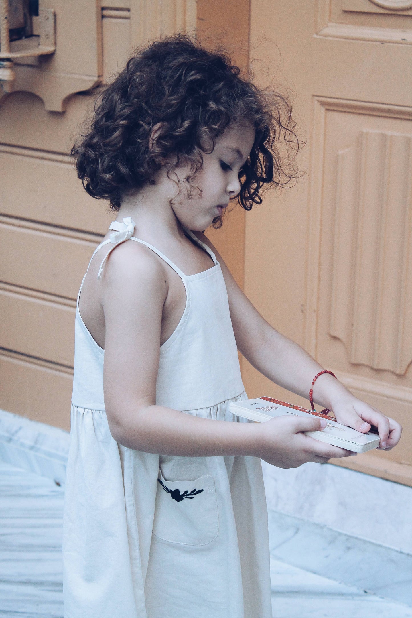 Baby / Girl Embroidered Summer Beige Dress 100% Cotton