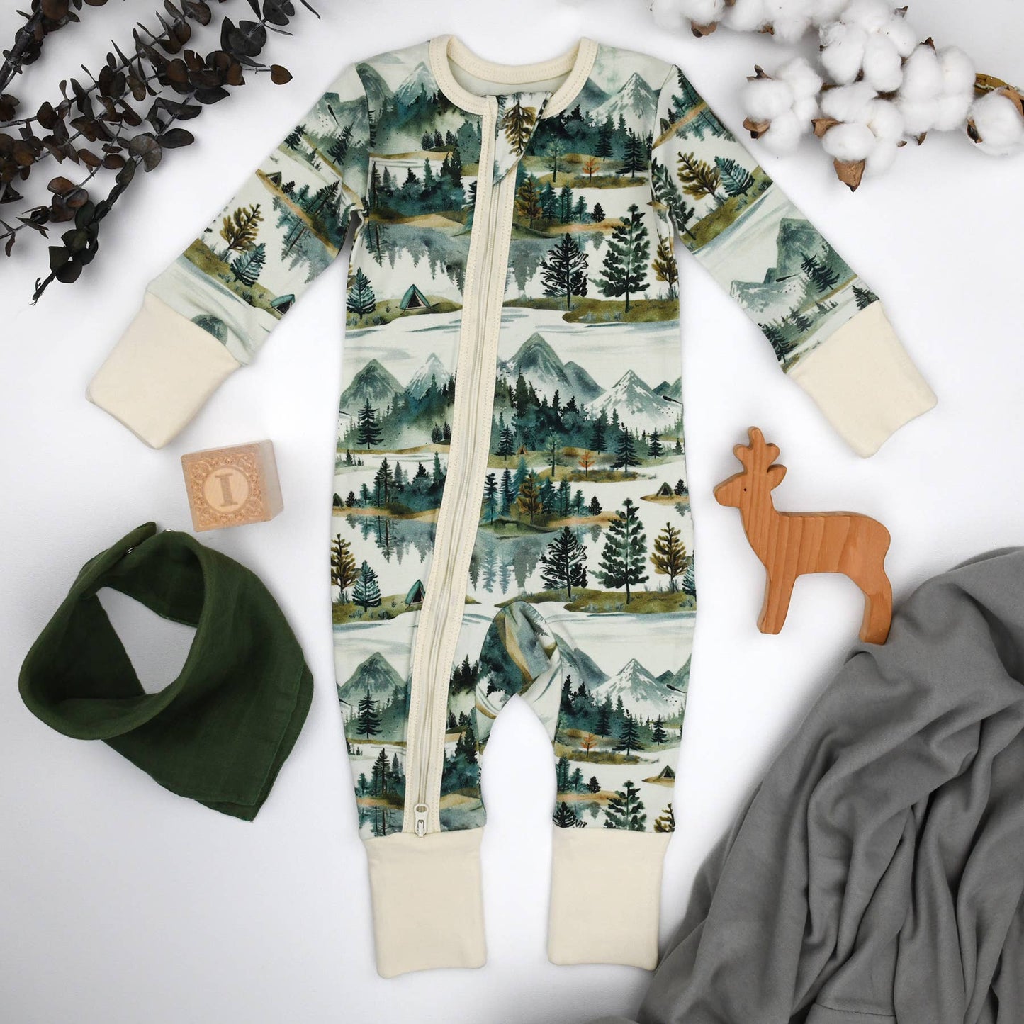Organic Cotton Pajamas Zipper Sleeper, Teton PREORDER