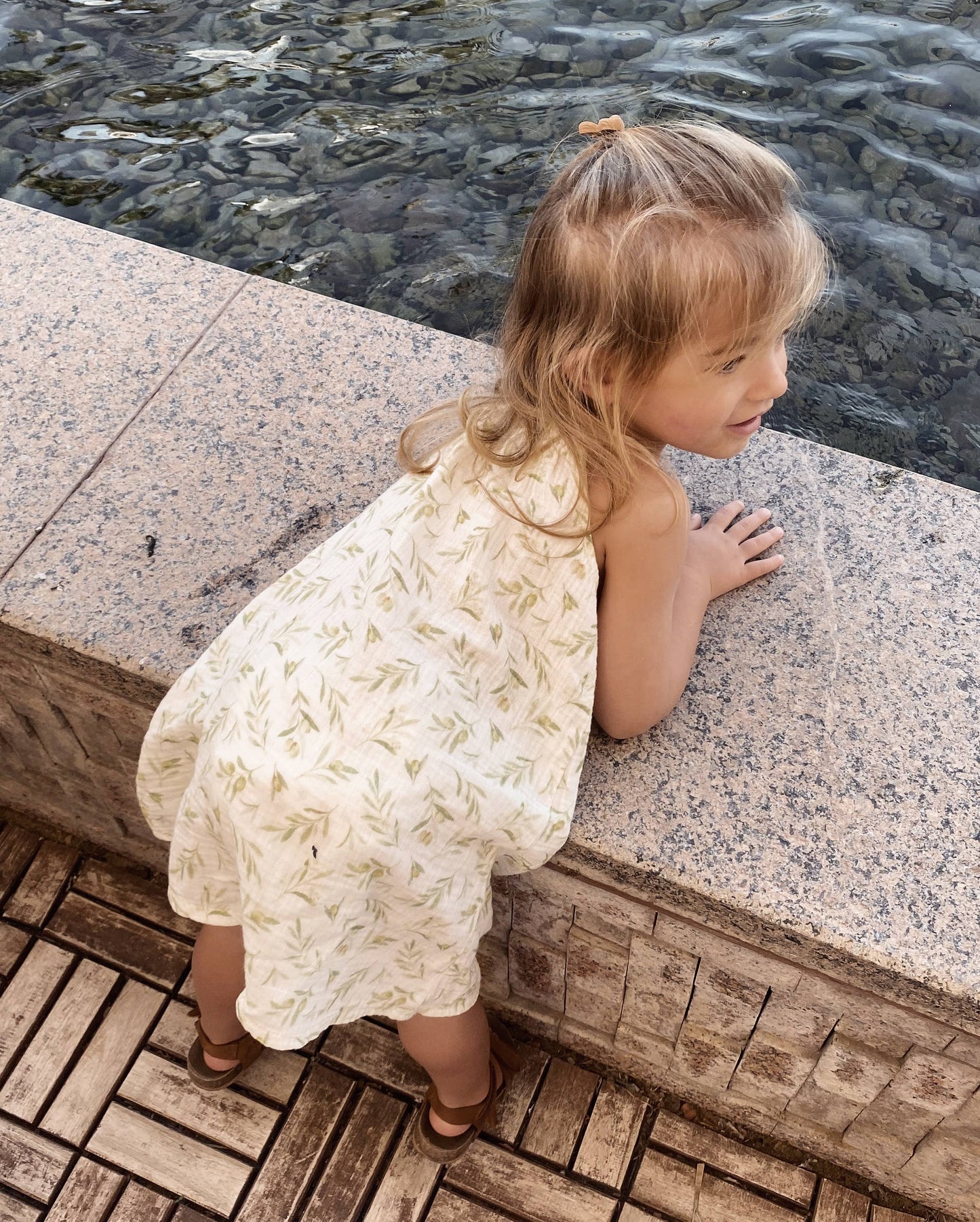 Baby / Kids Summer Olive Pattern Dress 100% Cotton Muslin