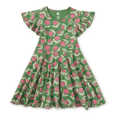 FLUTTER SLEEVE TWIRL DRESS