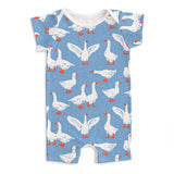 Summer Romper - Silly Geese Blue