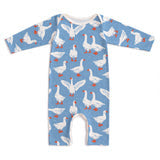 Long-Sleeve Romper - Silly Geese Blue