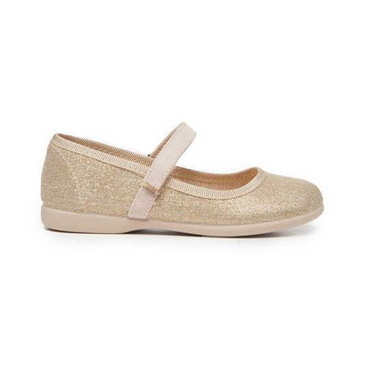 Classic Canvas Mary Janes in Shimmer Gold