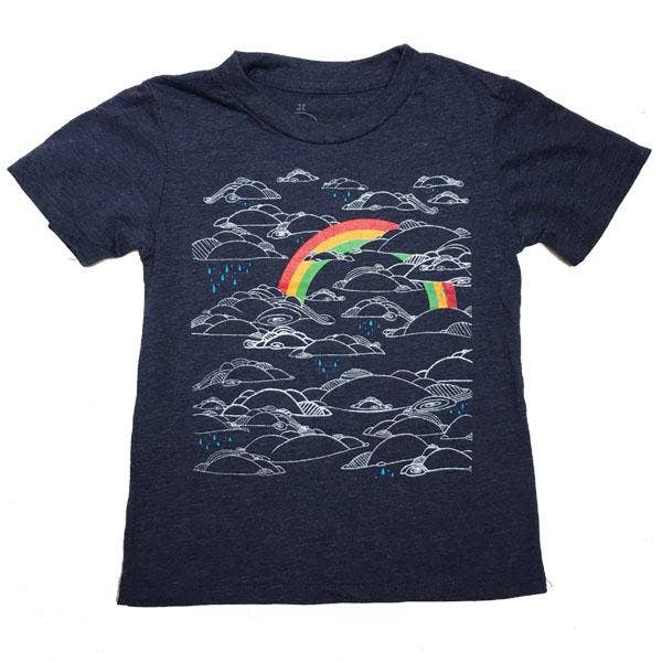 Kids Heather Navy Rainbow Tee