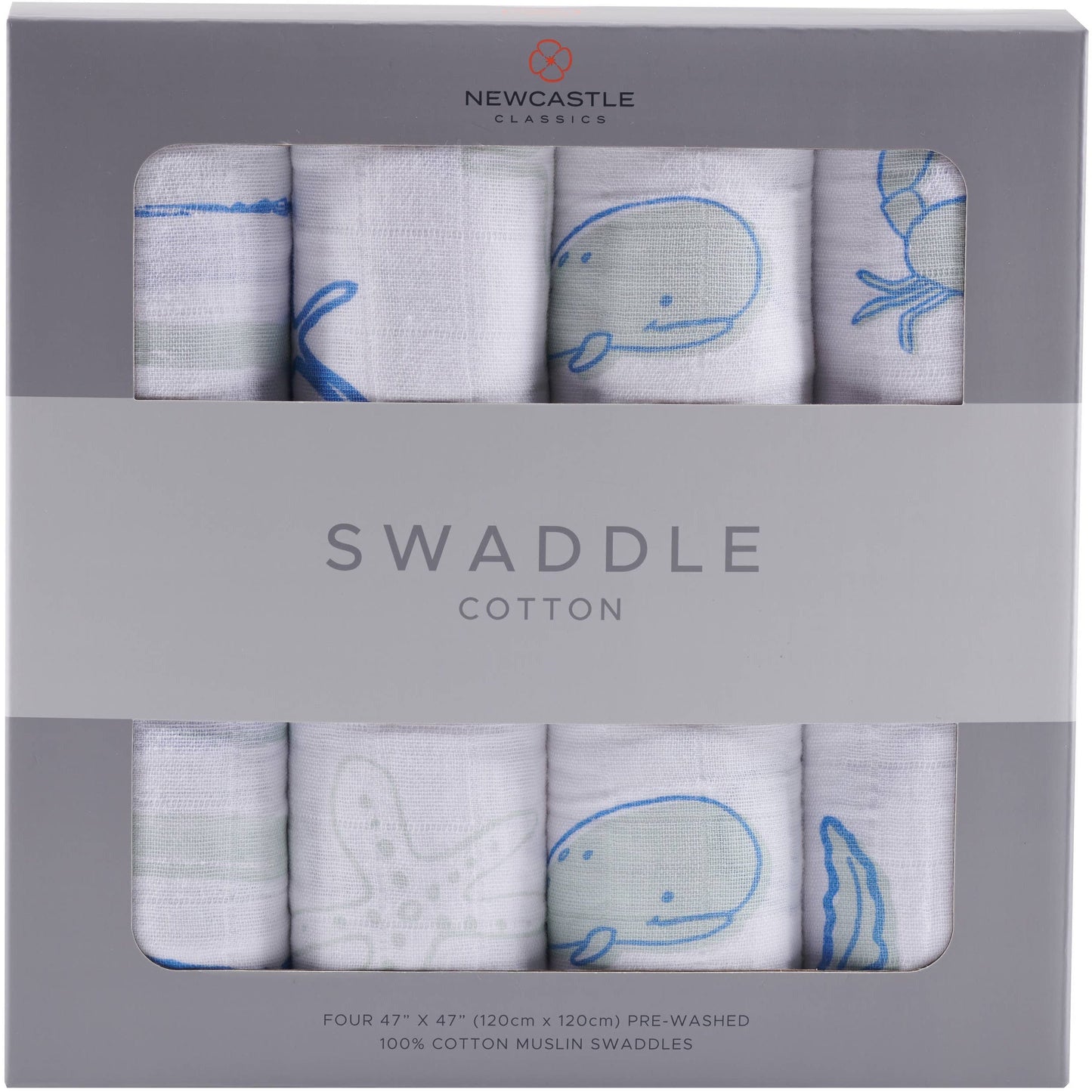 Premium Muslin Cotton Swaddle 4-Pack | Ocean Friends