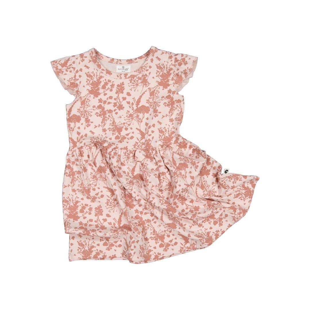 Flutter Sleeve Girls Dress - Flower Splash