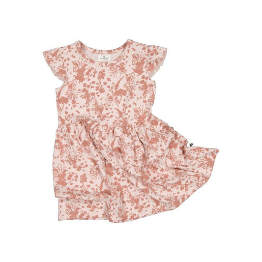 Flutter Sleeve Girls Dress - Flower Splash