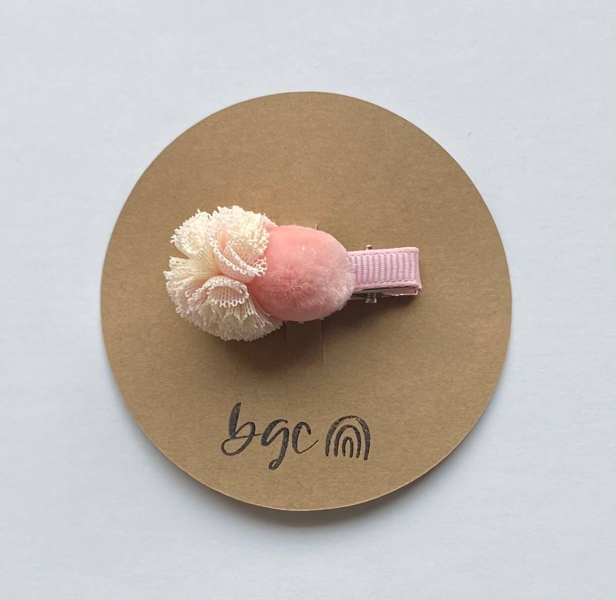 Tulle & Puffball Hair Clip | Pink/Ivory