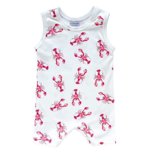 Organic Tank Romper - lobsters