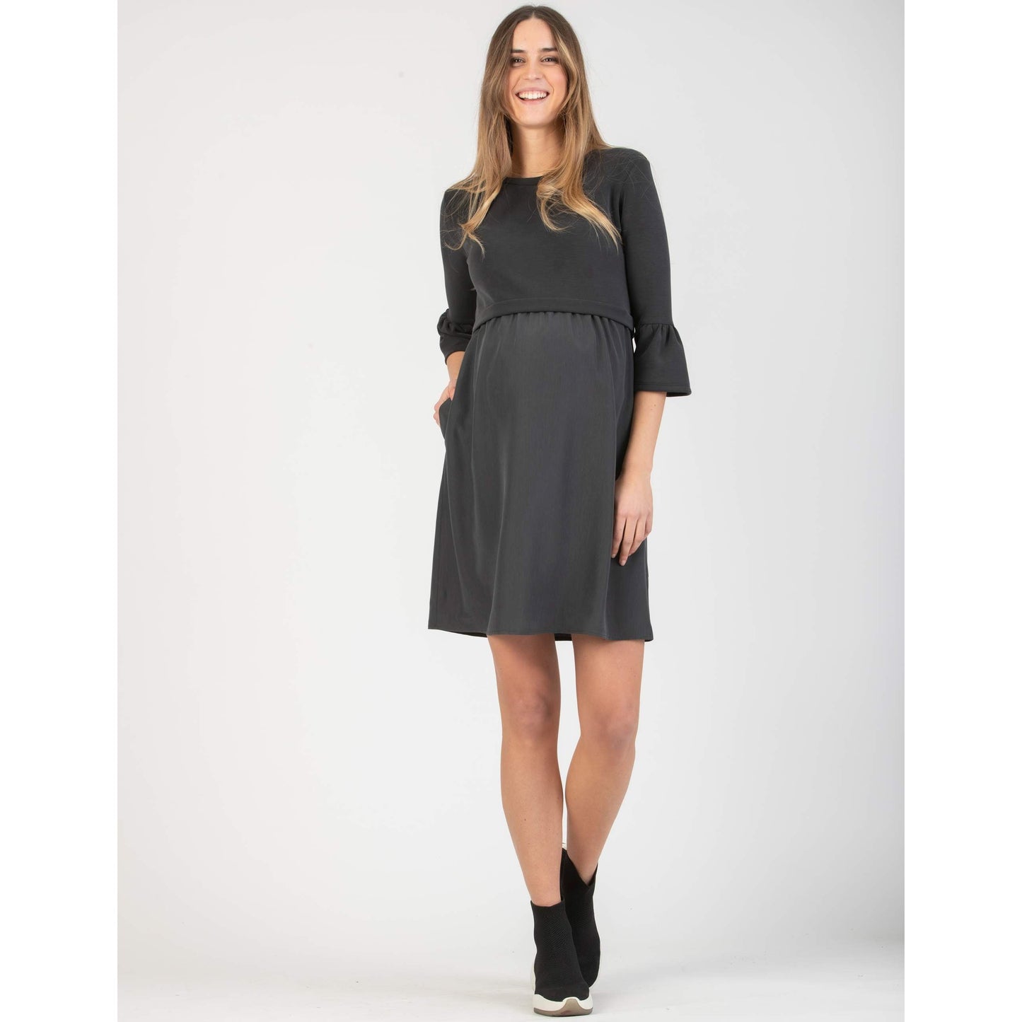 Maternity and Nursing Dress | Anthracite