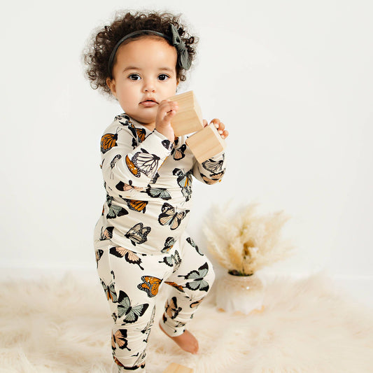 Bamboo Toddler Two-Piece Pajamas Butterflies