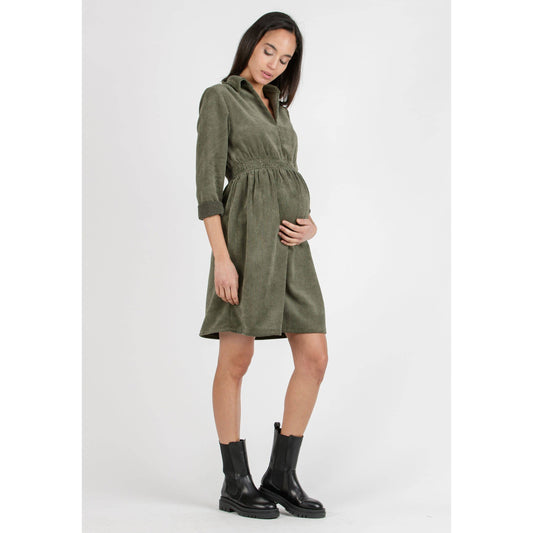 Velvet Maternity Shirt Dress