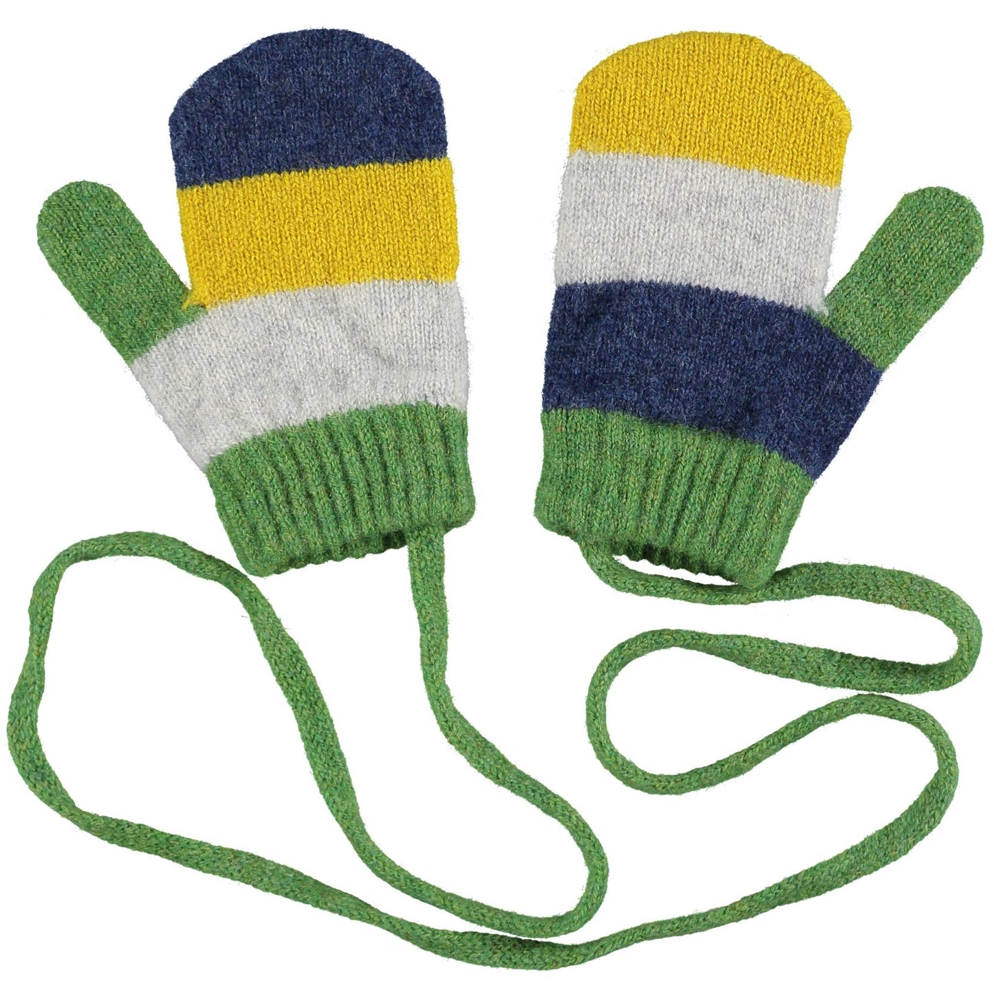 Kids 100% Merino Wool Mittens 2-4 Years | Green/Electric