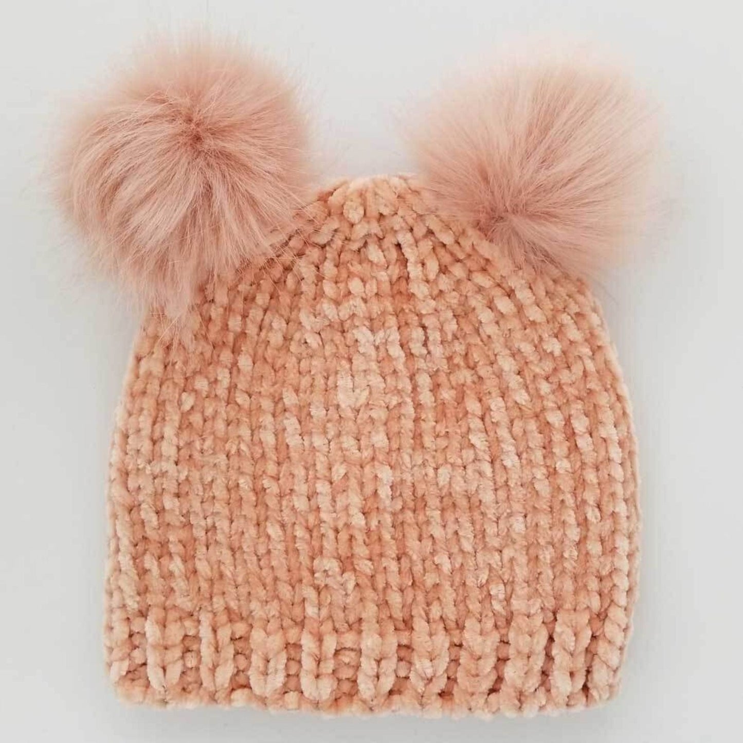 Huggalugs Hand Knit Baby and Toddler Chenille Beanie Hat | Champagne