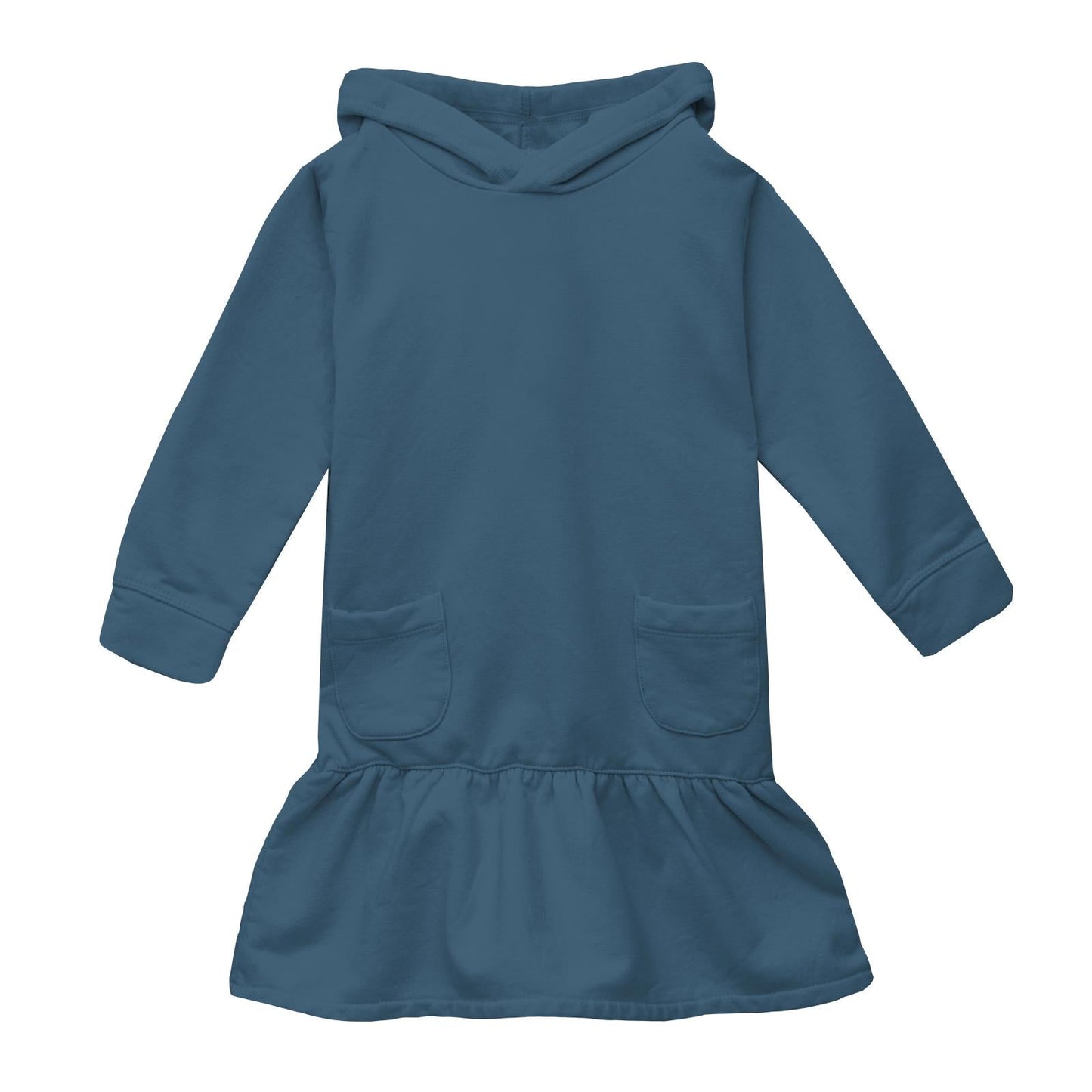 Kickee Pants Bamboo Fleece Long Sleeve Hoodie Dress | Deep Sea