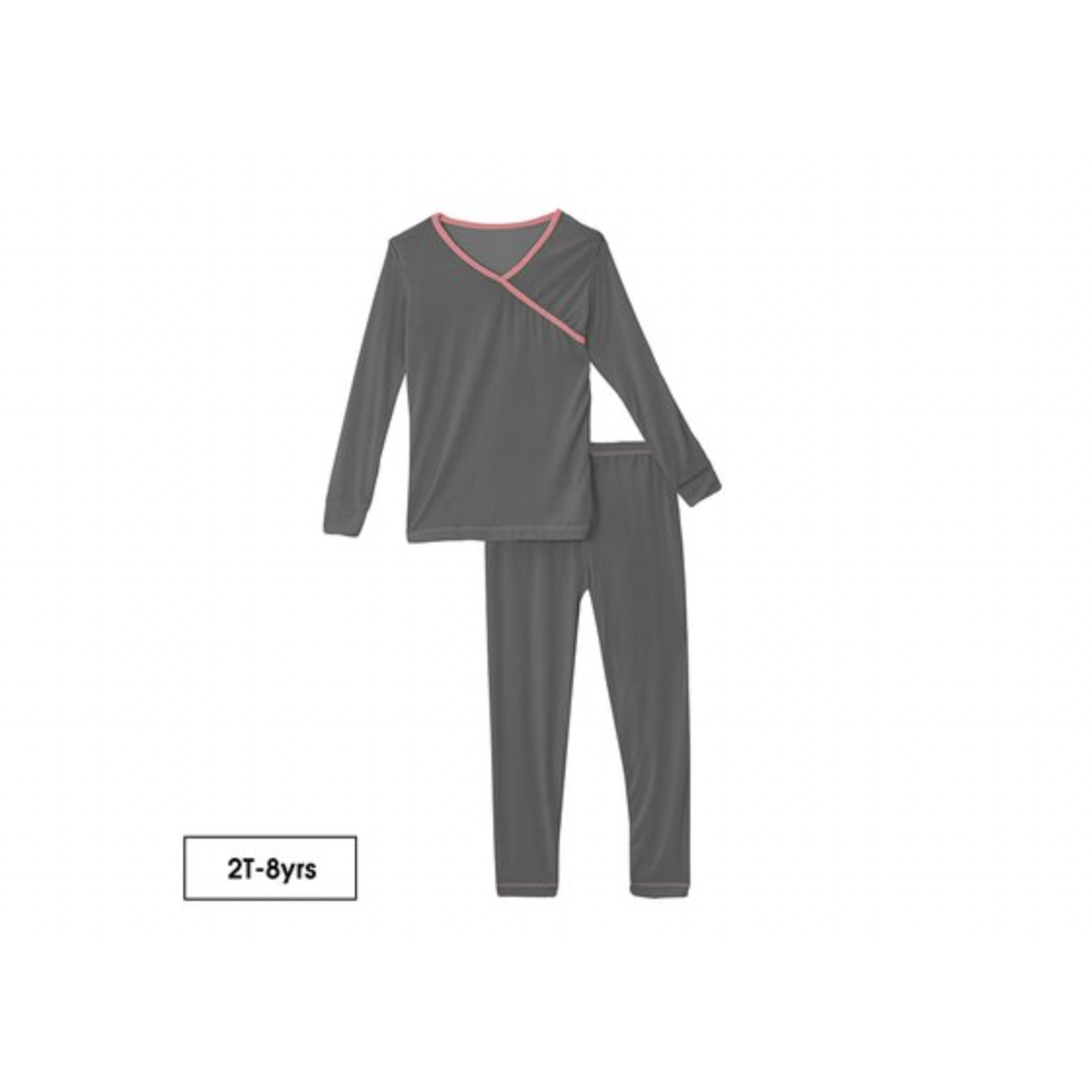 KicKee Pants Bamboo Long Sleeve Kimono Pajama Set | Pewter with Strawberry