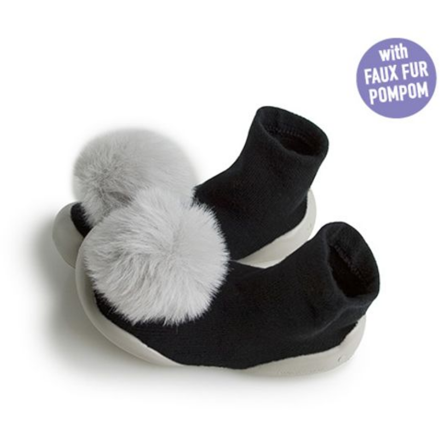 Collegien Bootie Slipper | Gray PomPoms